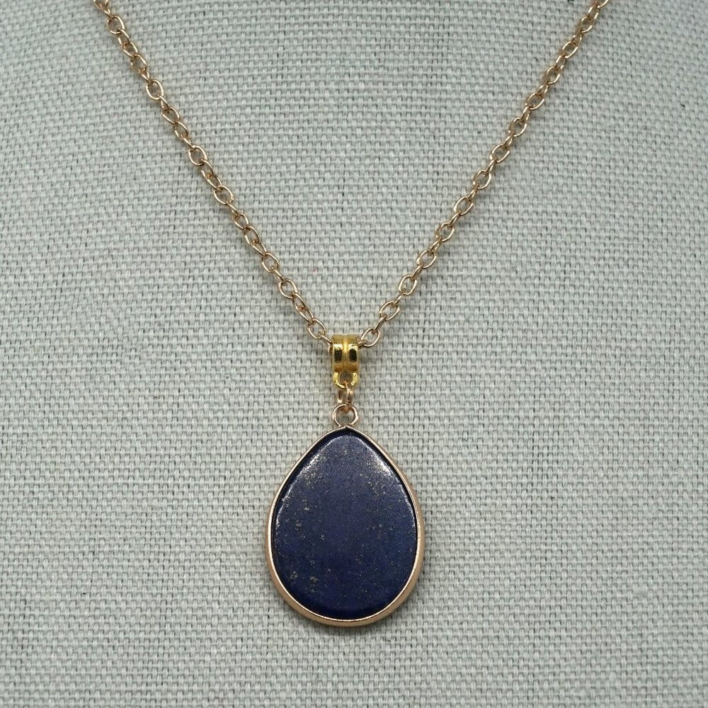 Genuine Lapis stone with link style chain. - Picture 4 of 4